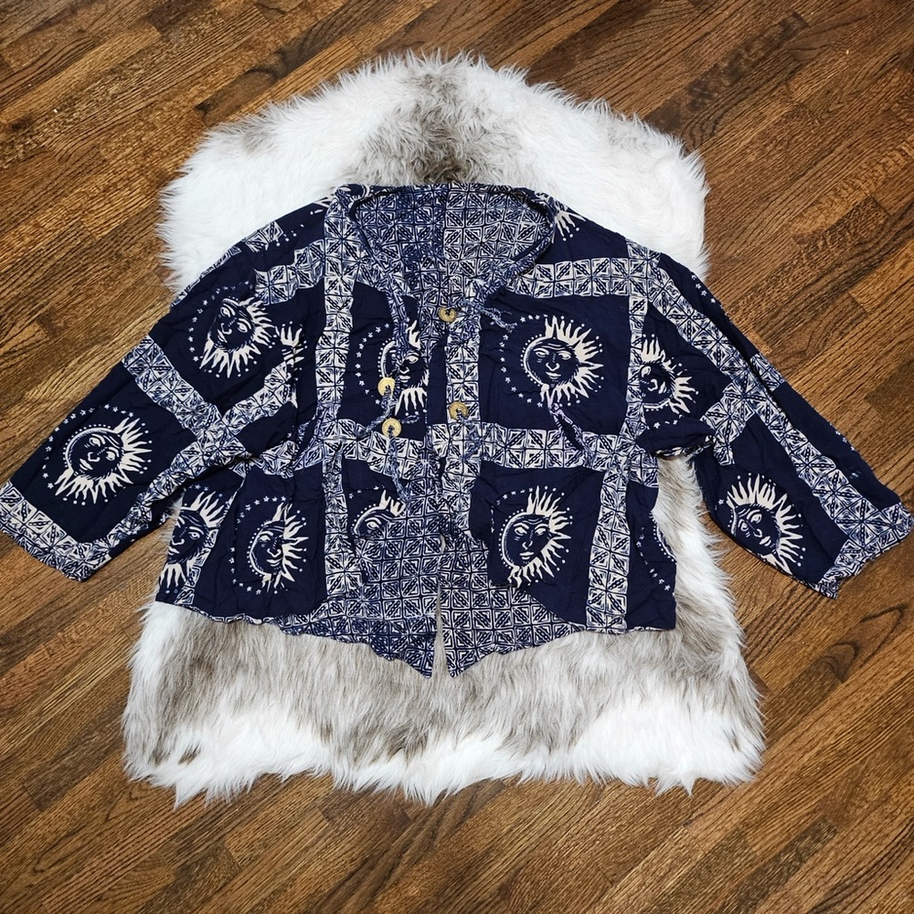 Vintage Boho Celestial Sun & Moon Pullover Viscose OS